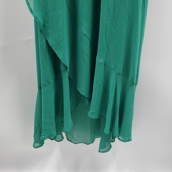 Lulus Green Halter Maxi Dress Ruffles Bridesmaid - Picture 3 of 10